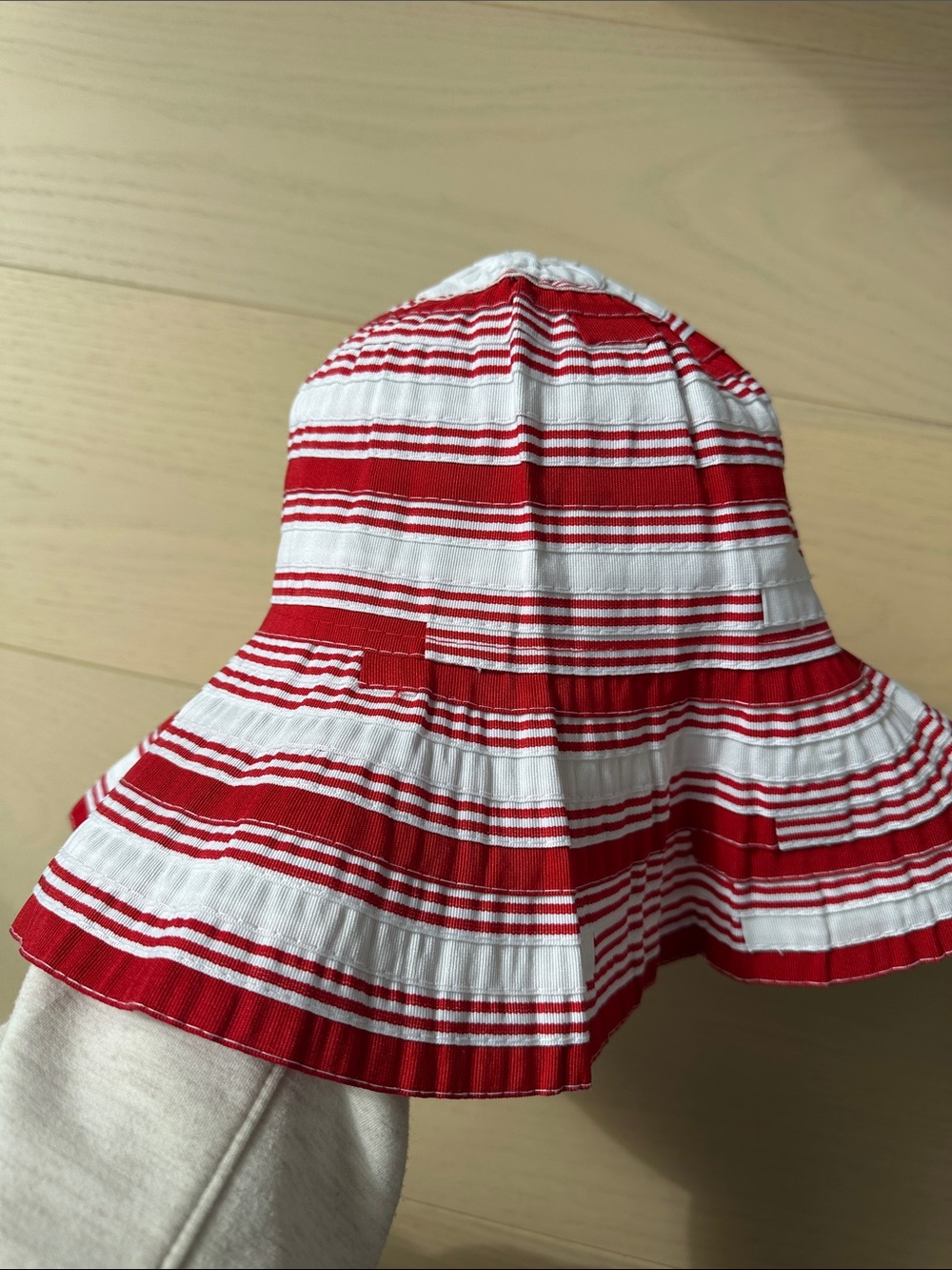 Red and White Striped Women's Sun Bucket Hat